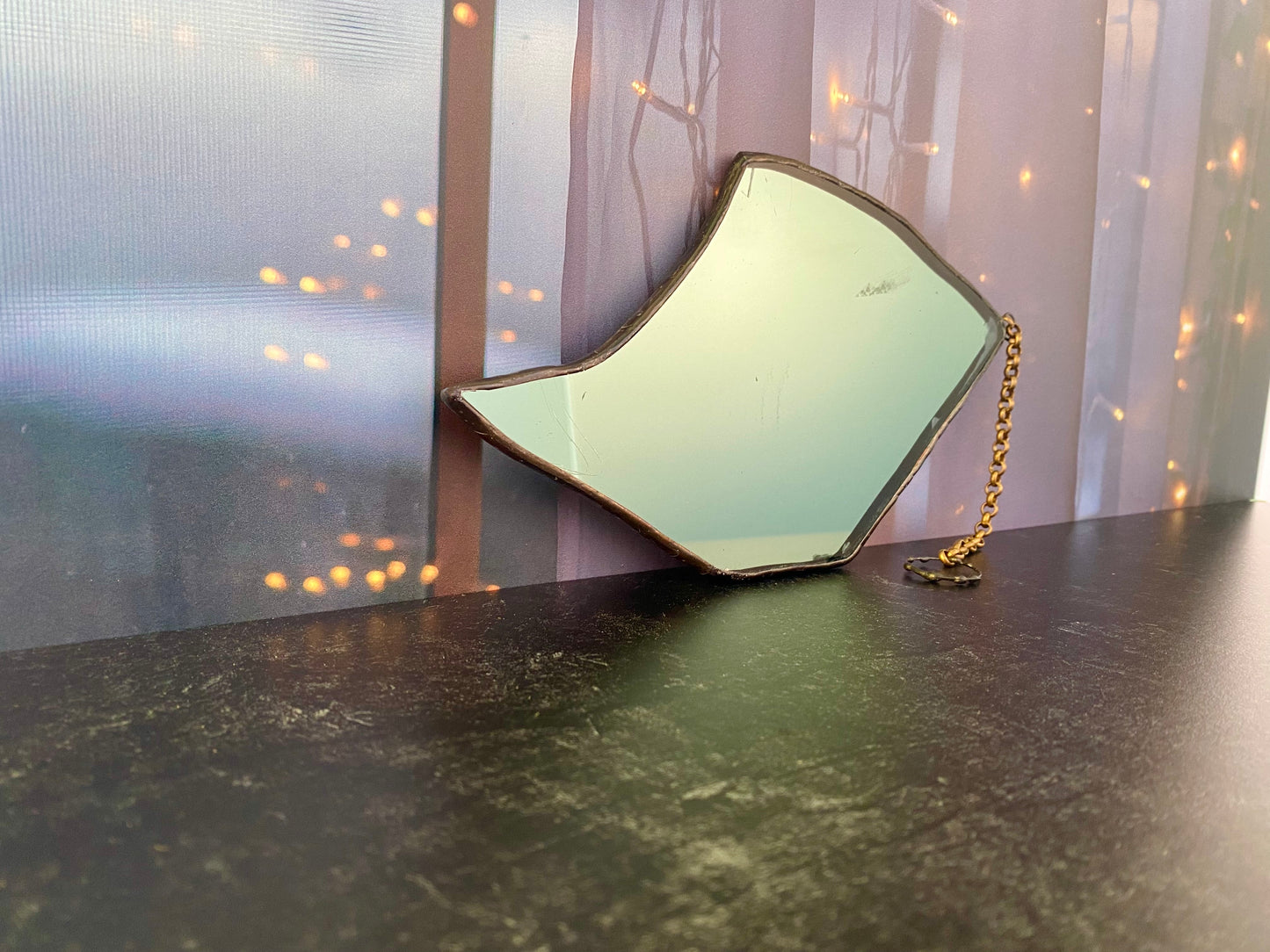Storm Witch Mirror - salvaged glass from Capital One Calcasieu Marine tower Lake Charles Louisiana