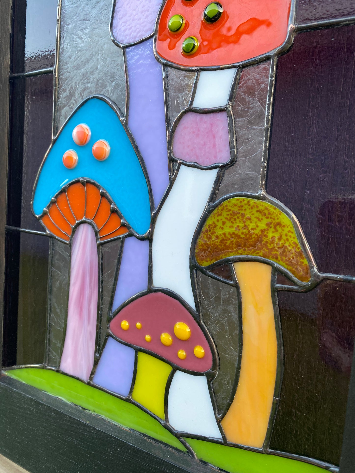 Mushroom Forest Stained Glass Panel