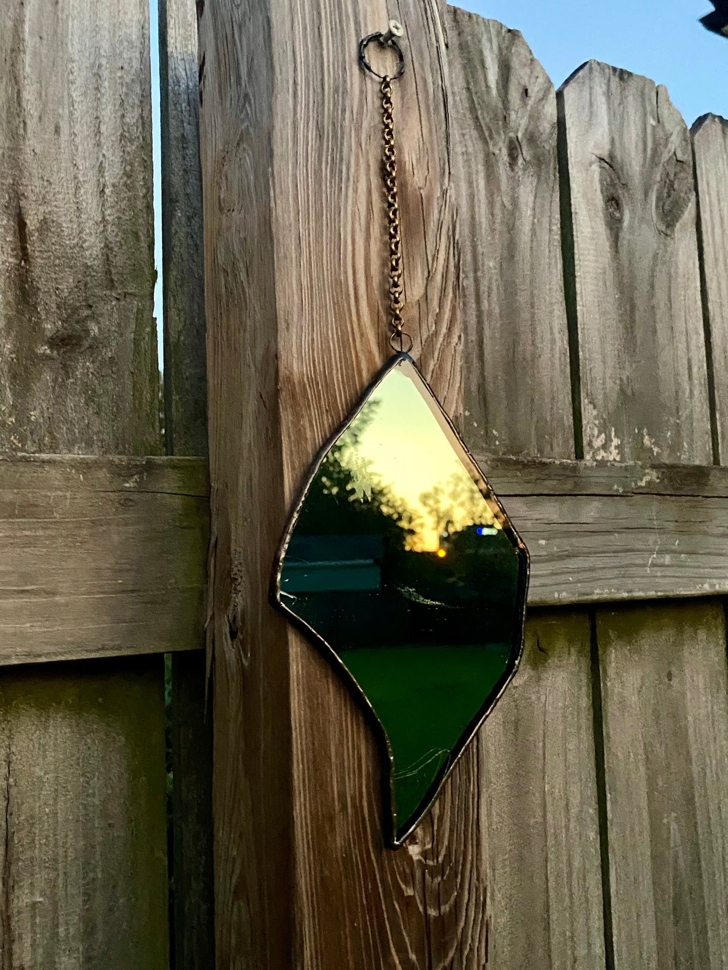 Storm Witch Mirror - salvaged glass from Capital One Calcasieu Marine tower Lake Charles Louisiana