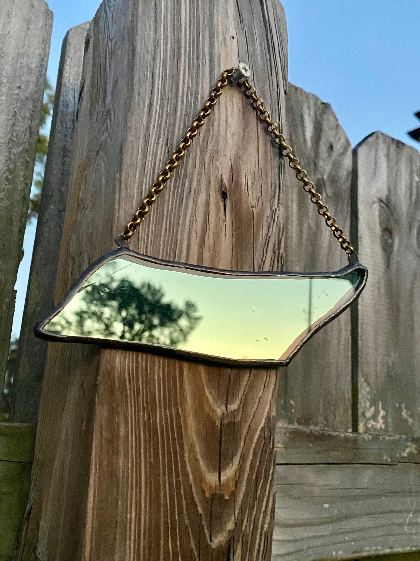 Storm Witch Mirror - salvaged glass from Capital One Calcasieu Marine tower Lake Charles Louisiana