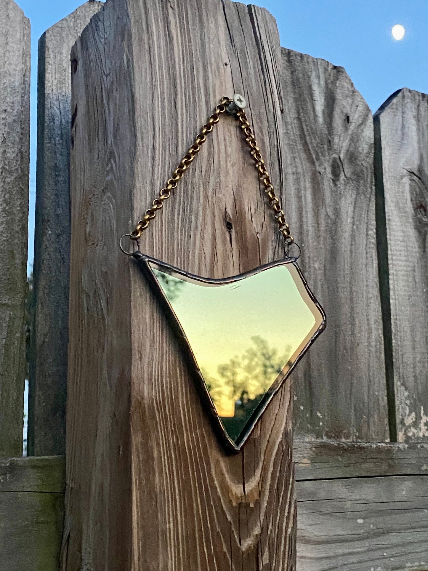 Storm Witch Mirror - salvaged glass from Capital One Calcasieu Marine tower Lake Charles Louisiana