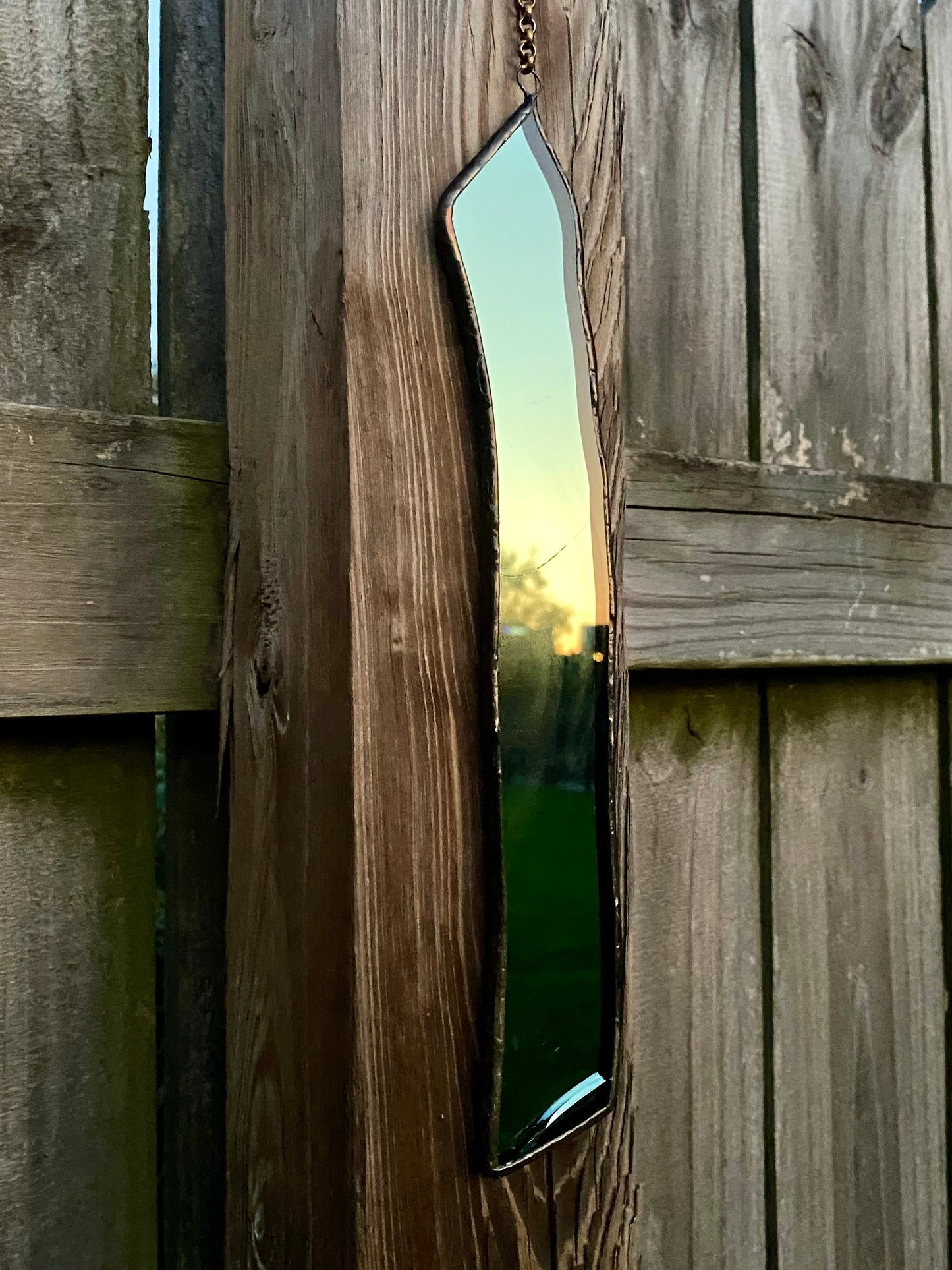 Storm Witch Mirror - salvaged glass from Capital One Calcasieu Marine tower Lake Charles Louisiana