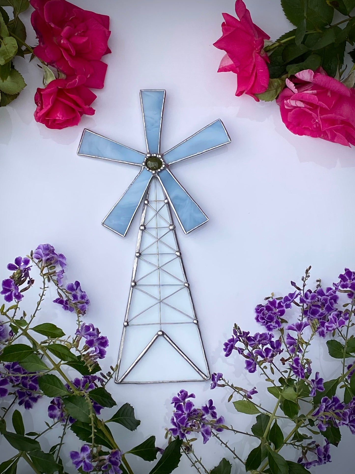 Glass Windmill Suncatcher - MADE TO ORDER with customizable colors