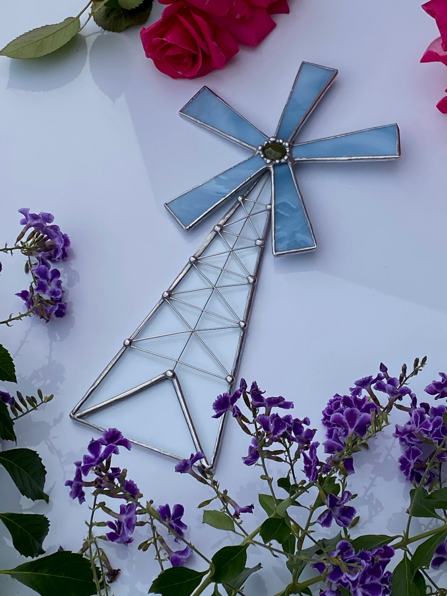 Glass Windmill Suncatcher - MADE TO ORDER with customizable colors