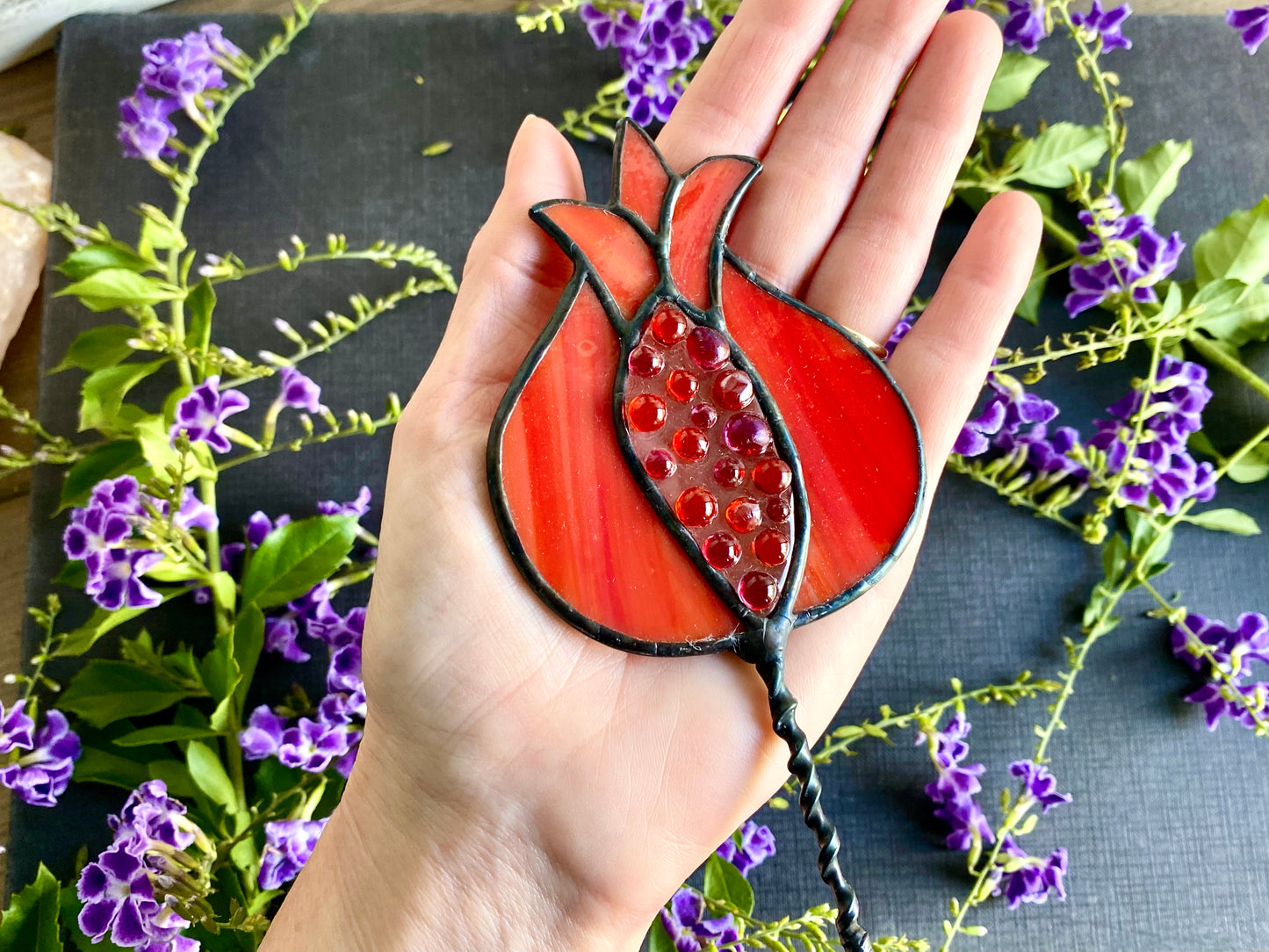 Stained Glass Pomegranate Stem